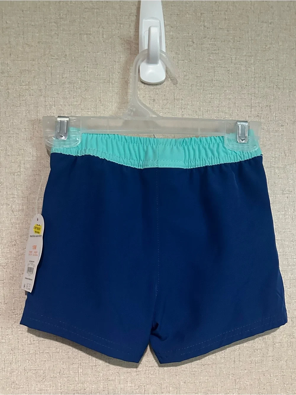 Wonder Nation Boys' Navy Swim Trunks with Aqua Waistband